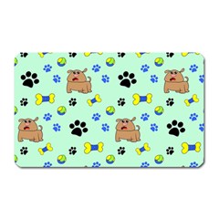 Dog Pattern Seamless Blue Background Scrapbooking Magnet (rectangular) by pakminggu