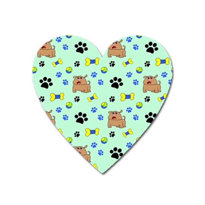 Dog Pattern Seamless Blue Background Scrapbooking Heart Magnet