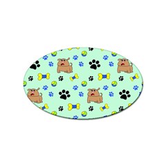 Dog Pattern Seamless Blue Background Scrapbooking Sticker Oval (10 Pack) by pakminggu