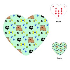 Dog Pattern Seamless Blue Background Scrapbooking Playing Cards Single Design (heart) by pakminggu