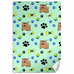 Dog Pattern Seamless Blue Background Scrapbooking Canvas 24  X 36  by pakminggu