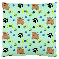 Dog Pattern Seamless Blue Background Scrapbooking Large Cushion Case (two Sides) by pakminggu