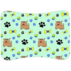 Dog Pattern Seamless Blue Background Scrapbooking Velour Seat Head Rest Cushion by pakminggu