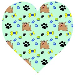 Dog Pattern Seamless Blue Background Scrapbooking Wooden Puzzle Heart