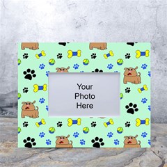 Dog Pattern Seamless Blue Background Scrapbooking White Tabletop Photo Frame 4 x6  by pakminggu