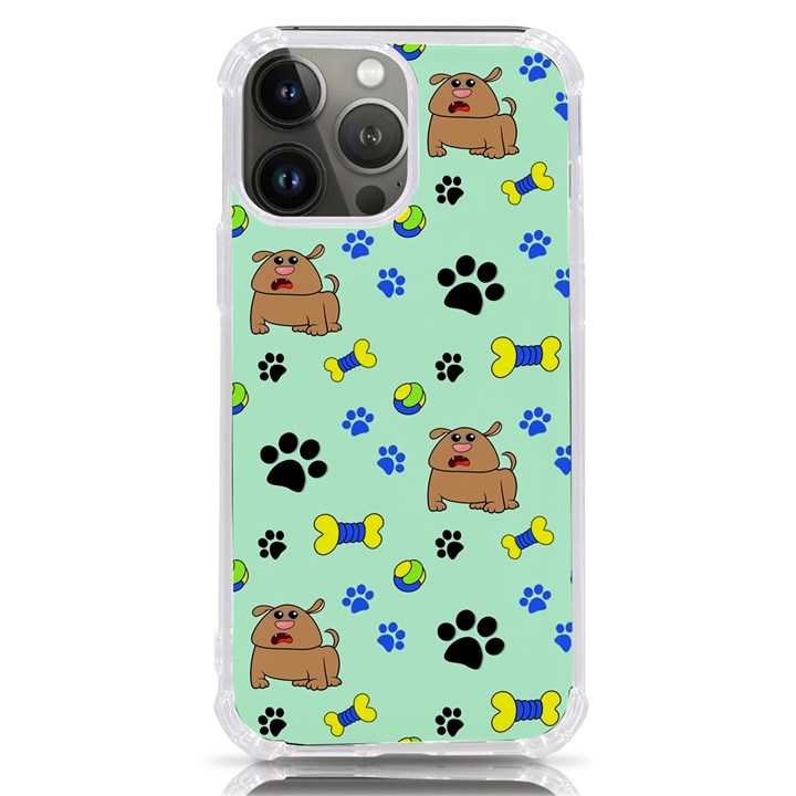 Dog Pattern Seamless Blue Background Scrapbooking iPhone 13 Pro Max TPU UV Print Case