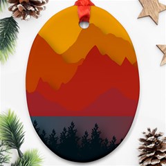 Mountain Forest Nature Scenery Art Mountains Ornament (oval) by pakminggu