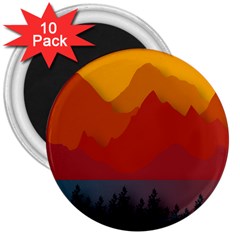 Mountain Forest Nature Scenery Art Mountains 3  Magnets (10 Pack)  by pakminggu