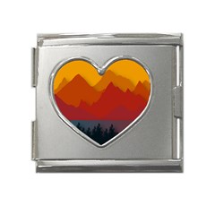 Mountain Forest Nature Scenery Art Mountains Mega Link Heart Italian Charm (18mm) by pakminggu