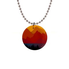 Mountain Forest Nature Scenery Art Mountains 1  Button Necklace by pakminggu