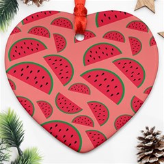 Watermelon Red Food Fruit Healthy Summer Fresh Ornament (heart)