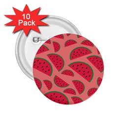 Watermelon Red Food Fruit Healthy Summer Fresh 2 25  Buttons (10 Pack)  by pakminggu