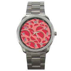 Watermelon Red Food Fruit Healthy Summer Fresh Sport Metal Watch by pakminggu