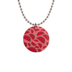 Watermelon Red Food Fruit Healthy Summer Fresh 1  Button Necklace by pakminggu