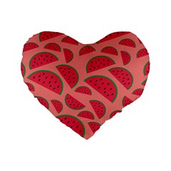 Watermelon Red Food Fruit Healthy Summer Fresh Standard 16  Premium Heart Shape Cushions by pakminggu