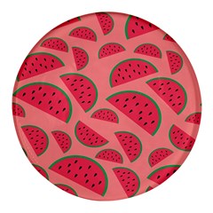 Watermelon Red Food Fruit Healthy Summer Fresh Round Glass Fridge Magnet (4 Pack)