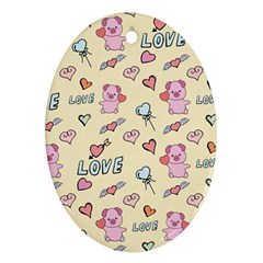 Pig Animal Love Romance Seamless Texture Pattern Ornament (oval) by pakminggu