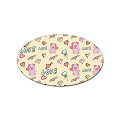 Pig Animal Love Romance Seamless Texture Pattern Sticker Oval (100 Pack) by pakminggu