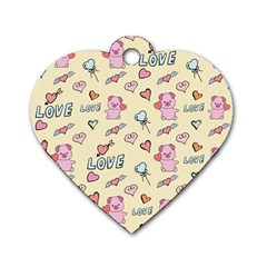 Pig Animal Love Romance Seamless Texture Pattern Dog Tag Heart (two Sides) by pakminggu