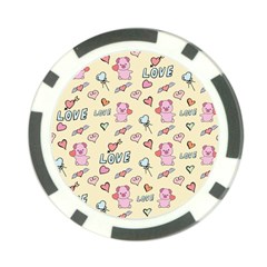 Pig Animal Love Romance Seamless Texture Pattern Poker Chip Card Guard by pakminggu