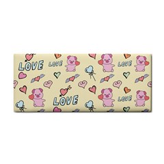 Pig Animal Love Romance Seamless Texture Pattern Hand Towel by pakminggu