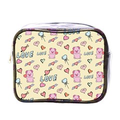 Pig Animal Love Romance Seamless Texture Pattern Mini Toiletries Bag (one Side) by pakminggu