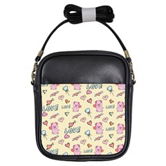 Pig Animal Love Romance Seamless Texture Pattern Girls Sling Bag by pakminggu