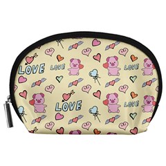 Pig Animal Love Romance Seamless Texture Pattern Accessory Pouch (large) by pakminggu