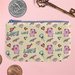 Pig Animal Love Romance Seamless Texture Pattern Large Coin Purse by pakminggu