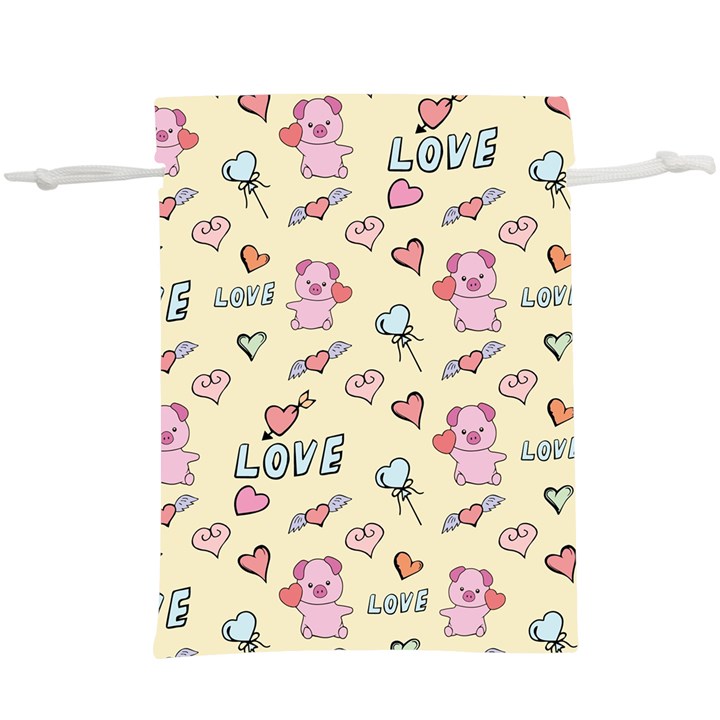 Pig Animal Love Romance Seamless Texture Pattern Lightweight Drawstring Pouch (XL)