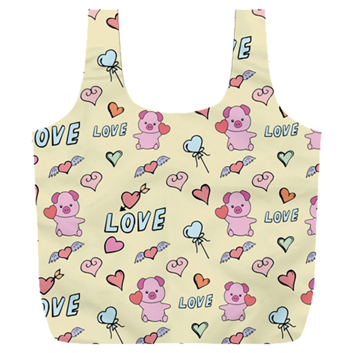 Pig Animal Love Romance Seamless Texture Pattern Full Print Recycle Bag (XXXL)