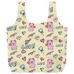 Pig Animal Love Romance Seamless Texture Pattern Full Print Recycle Bag (XXXL) Back