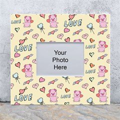 Pig Animal Love Romance Seamless Texture Pattern White Wall Photo Frame 5  X 7  by pakminggu