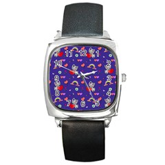 Texture Seamless Digital Scrapbooking Decorative Square Metal Watch by pakminggu