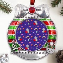 Texture Seamless Digital Scrapbooking Decorative Metal X mas Ribbon With Red Crystal Round Ornament by pakminggu