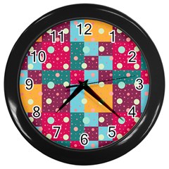 Background Pattern Texture Design Dots Wallpaper Wall Clock (black) by pakminggu