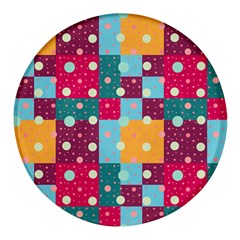 Background Pattern Texture Design Dots Wallpaper Round Glass Fridge Magnet (4 Pack)