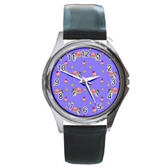 Art Pattern Design Seamless Scrapbooking Round Metal Watch by pakminggu