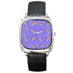 Art Pattern Design Seamless Scrapbooking Square Metal Watch by pakminggu