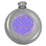 Art Pattern Design Seamless Scrapbooking Round Hip Flask (5 oz) Front