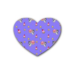 Art Pattern Design Seamless Scrapbooking Rubber Heart Coaster (4 Pack) by pakminggu