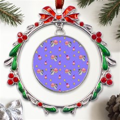 Art Pattern Design Seamless Scrapbooking Metal X mas Wreath Ribbon Ornament