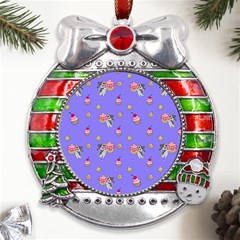 Art Pattern Design Seamless Scrapbooking Metal X mas Ribbon With Red Crystal Round Ornament