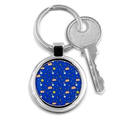 Cat Animals Sleep Stars Seamless Background Key Chain (round) by pakminggu