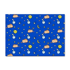 Cat Animals Sleep Stars Seamless Background Sticker A4 (10 Pack) by pakminggu