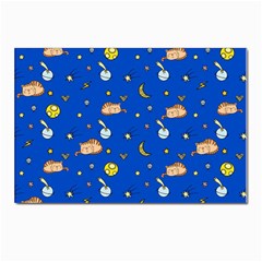 Cat Animals Sleep Stars Seamless Background Postcard 4 x 6  (pkg Of 10) by pakminggu