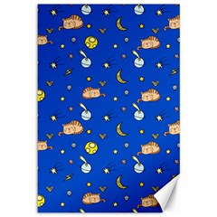 Cat Animals Sleep Stars Seamless Background Canvas 12  X 18  by pakminggu