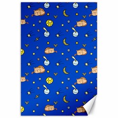 Cat Animals Sleep Stars Seamless Background Canvas 24  X 36  by pakminggu