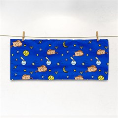 Cat Animals Sleep Stars Seamless Background Hand Towel by pakminggu