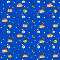 Cat Animals Sleep Stars Seamless Background Play Mat (square) by pakminggu